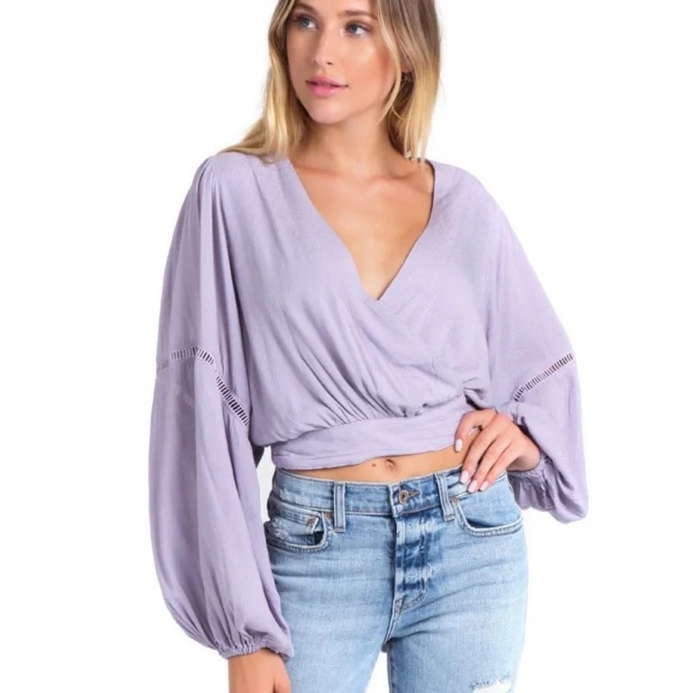 Free People Lavender Dream Girl Wrap Top Size M
